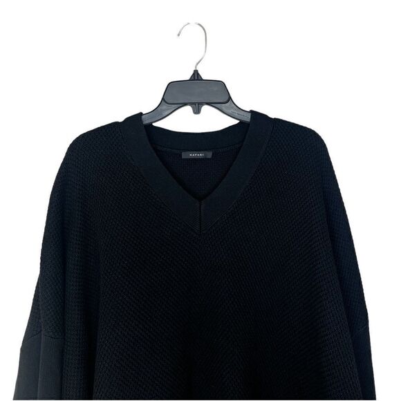 Natori Black Long Sleeve Cashmere Blend V-Neck Oversized Sweater Size Small - Picture 3 of 9